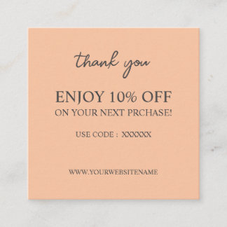 Modern elegant peach custom Discount Card