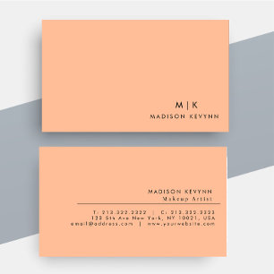 Modern Elegant Peach Fuzz Beauty Professional Business Card