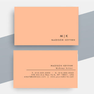 Modern Elegant Peach Fuzz Beauty Professional Business Card