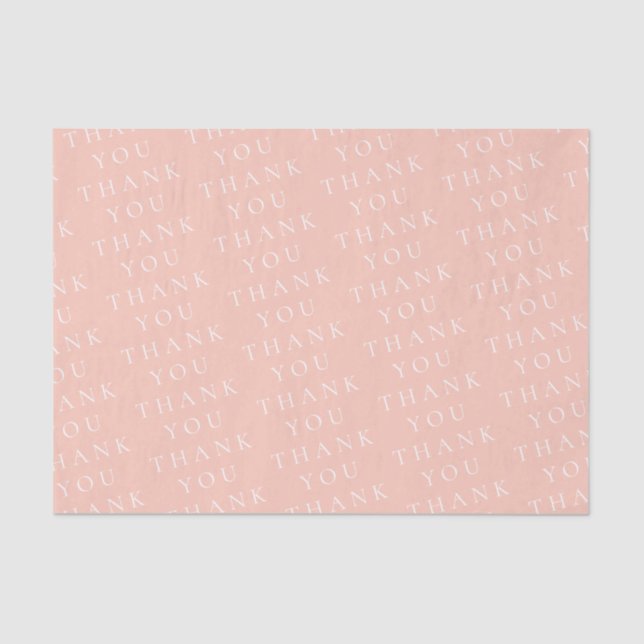 Modern Elegant Peach White Thank You Custom  Tissue Paper (Front)