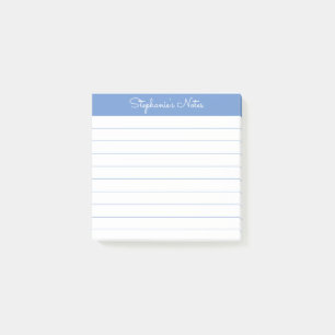 Modern Elegant Periwinkle Blue Personalized Lined Post-it Notes