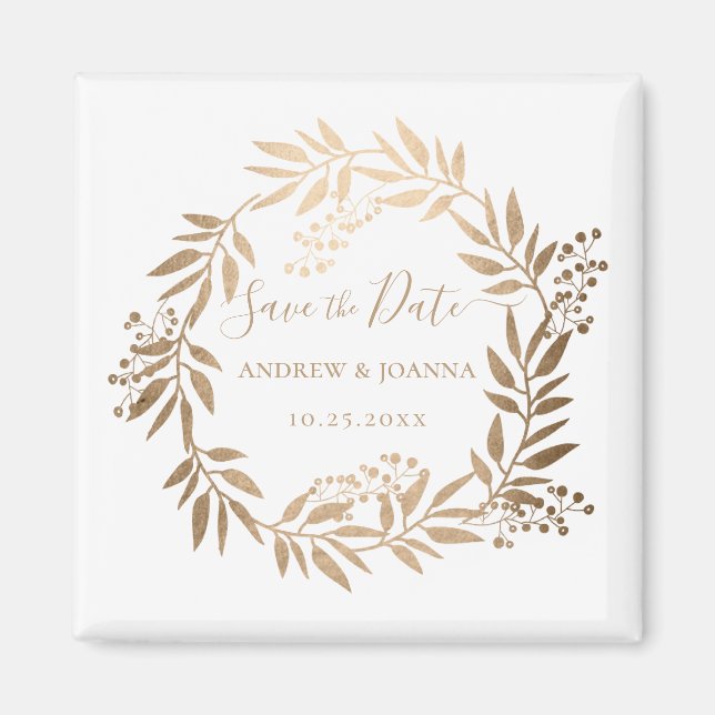 Modern Elegant Personalised Gold Monogram Magnet (Front)