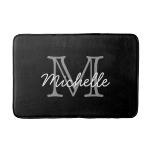 Modern Elegant Personalised Name Monogrammed Bath  Mat