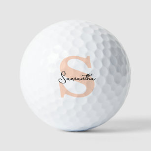 Modern Elegant Personalised Pink Monogram Initial Golf Balls