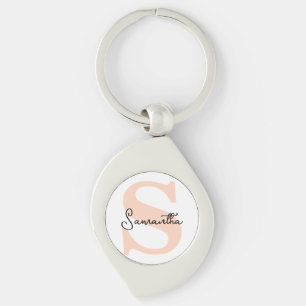 Modern Elegant Personalised Pink Monogram Initial Key Ring