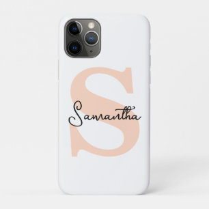 Modern Elegant Personalized Pink Monogram Initial Case-Mate iPhone Case