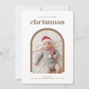 Modern Elegant Photo Baby’s First Christmas Holiday Card