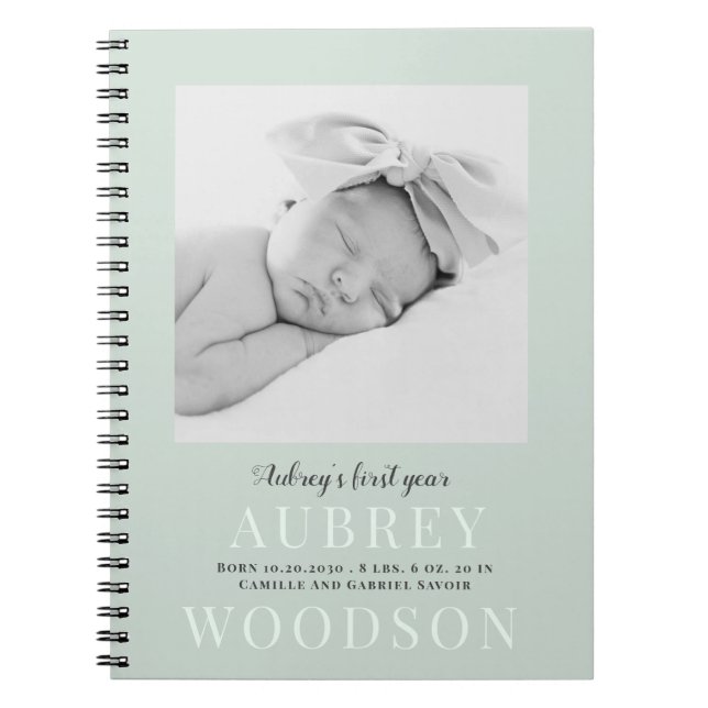 Modern Elegant Photo Baby's First Year Journal (Front)