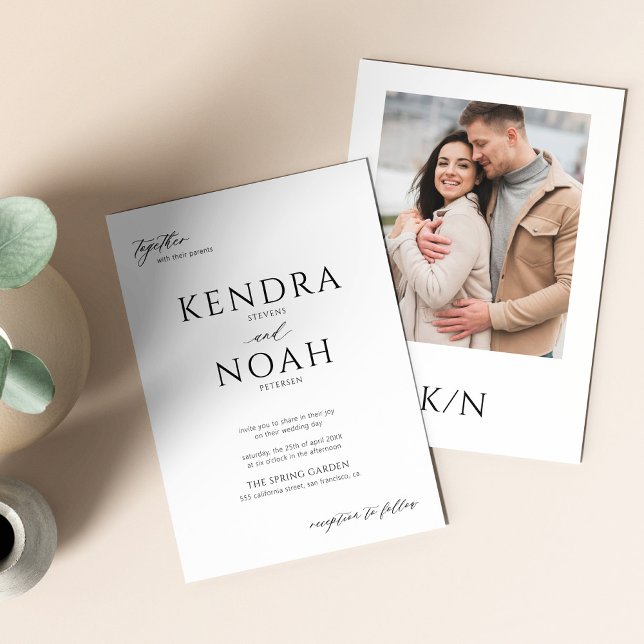 Modern elegant PHOTO black and white wedding Invitation (Creator Uploaded)