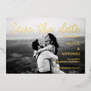 Modern Elegant Photo Black /White Save The Date 