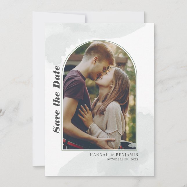 Modern Elegant Photo Blush Save The Date (Front)
