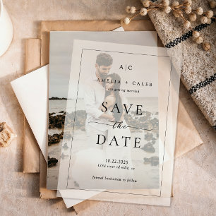 Modern Elegant Photo Border Wedding Save the Date Vellum Invitations