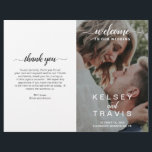 Modern Elegant Photo Budget Folded Wedding Program<br><div class="desc">Minimalist photo budget folded wedding program with a simple design featuring "welcome to our wedding" along with your names,  date and location over your favourite picture.  Accent words are in an elegant handwritten script with swashes.  These modern and chic wedding programs coordinate well with any style of wedding.</div>