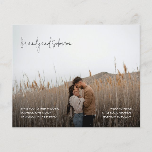Modern Elegant Photo Budget Wedding Invitation Flyer (Front)