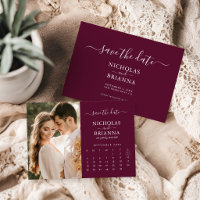 Modern Elegant Photo Calendar Burgundy Wedding