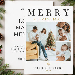 Modern Elegant Photo Collage Christmas Holiday Card
