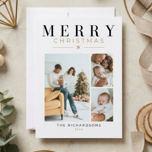 Modern Elegant Photo Collage Christmas Holiday Card
