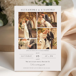 Modern Elegant Photo Collage Just Married Announcement