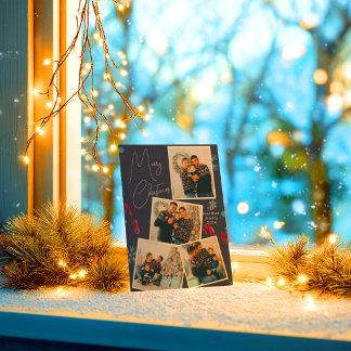 Modern Elegant Photo Collage Merry Christmas Holiday Card