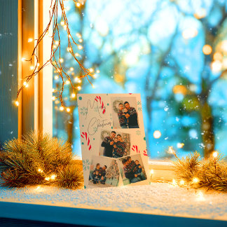 Modern Elegant Photo Collage Merry Christmas Holiday Card