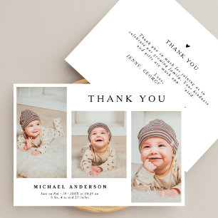 Modern Elegant Photo Collage Newborn Baby Thank Yo Invitation
