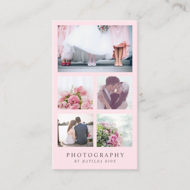 Modern elegant photo collage photographer business card (Front)