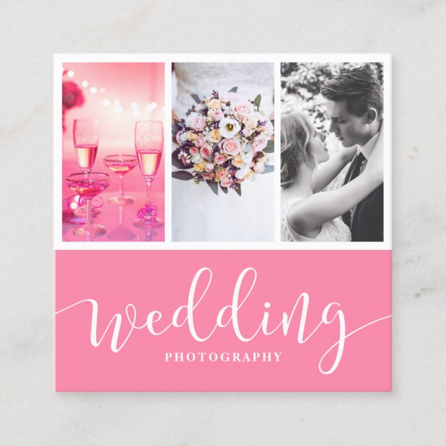 Modern elegant photo collage photography square business card (Front)