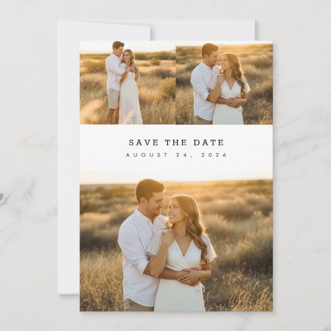 Modern Elegant Photo Collage Wedding Save The Date (Front)