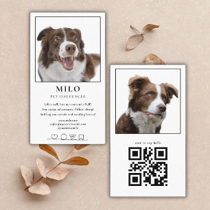 Modern Elegant Photo Dog Pet Social Media QR Code Business Card
