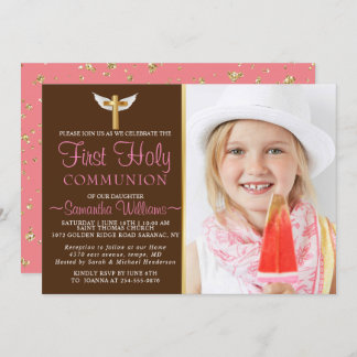 Modern Elegant Photo First Communion Invitation
