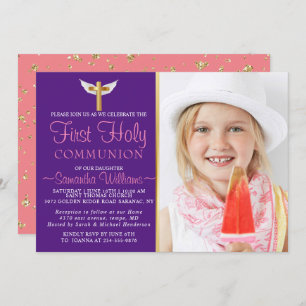 Modern Elegant Photo First Communion Invitation