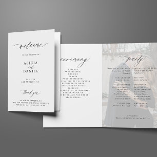 Modern elegant photo folded wedding programme