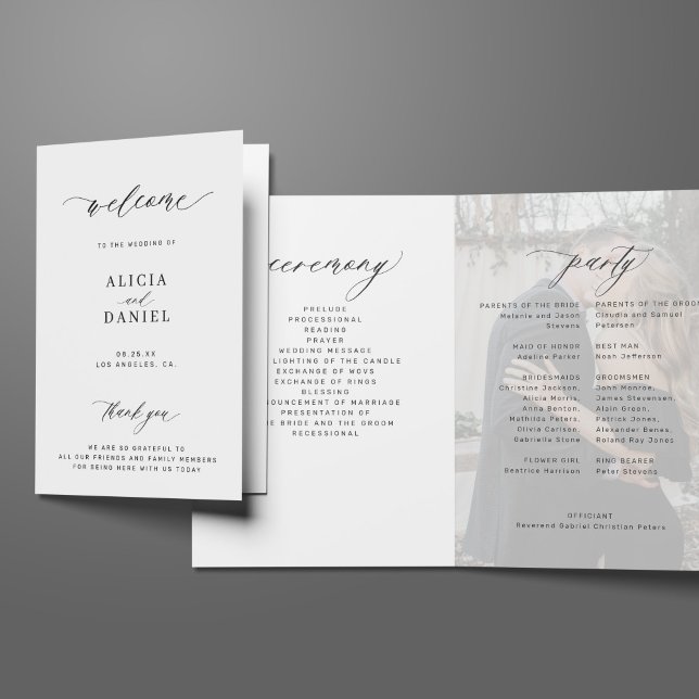 Modern elegant photo folded wedding programme (Creator Uploaded)