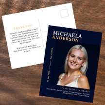 Modern Elegant Photo Funeral/Memorial Thank You