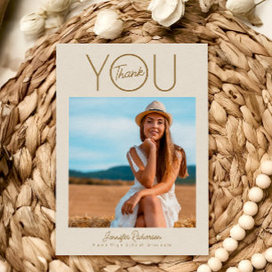 Modern Elegant Photo Graduation Thank You Card