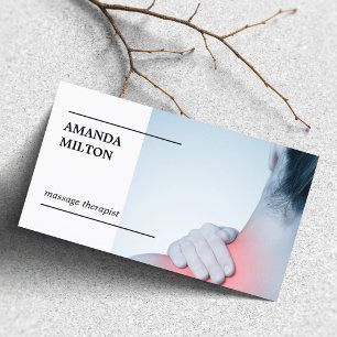 Modern Elegant Photo Massage Therapist Business Ca Card
