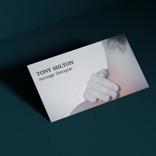 Modern Elegant Photo Massage Therapist  Business Card