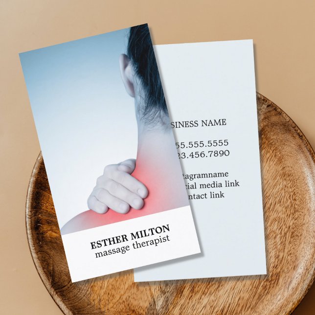 Modern Elegant Photo Massage Therapist Business Card (Creator Uploaded)
