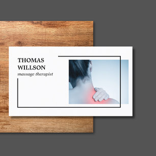 Modern Elegant Photo Massage Therapist Business Card