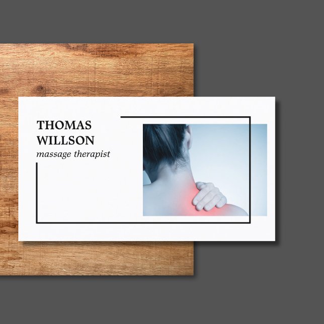 Modern Elegant Photo Massage Therapist Business Card (Creator Uploaded)