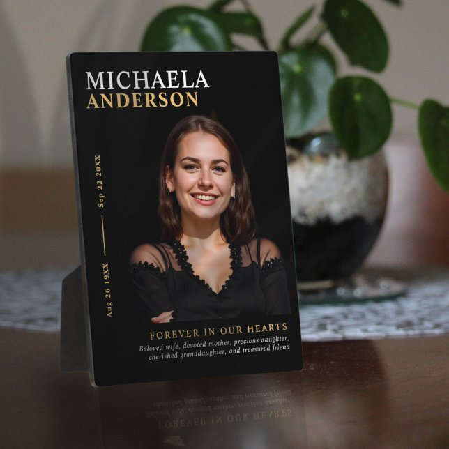 Modern Elegant Photo Memorial Keepsake tabletop Plaque (Creator Uploaded)