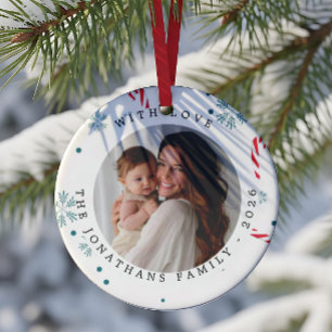 Modern Elegant Photo Merry Christmas Ceramic Tree Decoration
