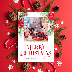 Modern Elegant Photo Merry Christmas Holiday Card