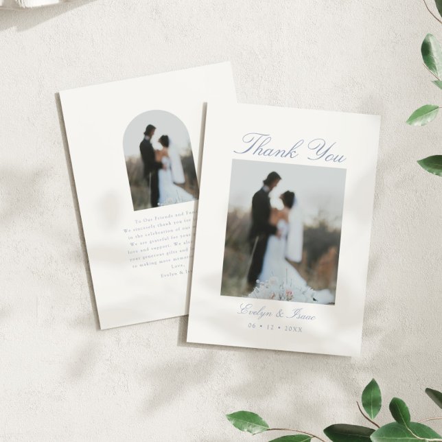Modern Elegant Photo Message Wedding Thank You Card (Creator Uploaded)