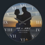 Modern Elegant Photo Newly Wed Wedding Large Clock<br><div class="desc">Modern,  elegant,  photo,  Newlywed,  Wedding anniversary clock.</div>