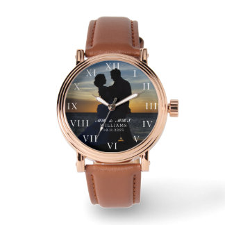 Modern Elegant Photo Newly Wed Wedding Watch