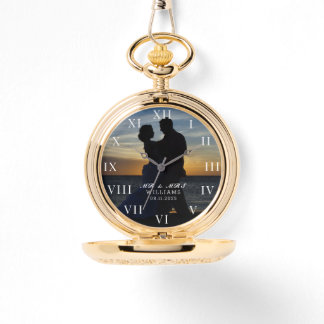 Modern Elegant Photo Newly Wed Wedding Watch