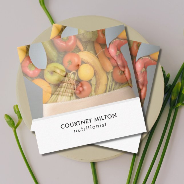 Modern Elegant Photo Nutritionist Health Square Business Card (Creator Uploaded)