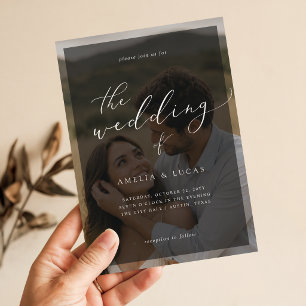 Modern Elegant Photo Overlay All in One Wedding Invitation