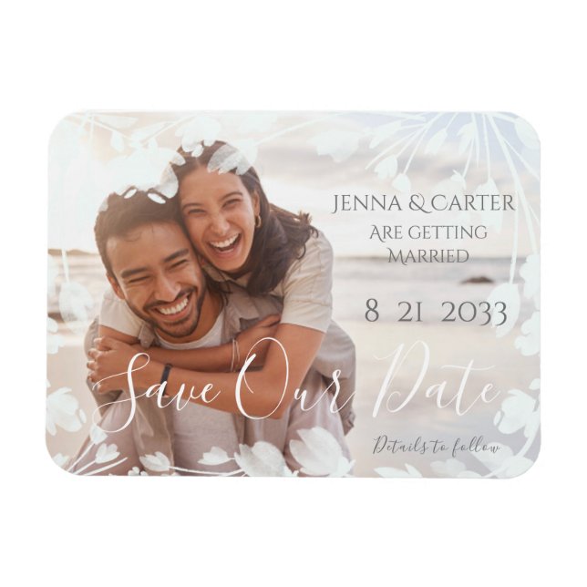 Modern Elegant Photo Overlay Minimalist  Magnet (Horizontal)